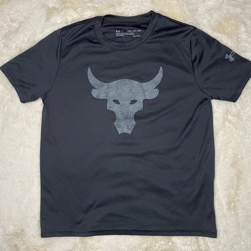 Kids Black Project Rock Loose Fit Heat Gear T-Shirt-Youth XS
